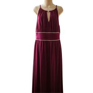 NWT OLEG CASSINI Wine Rhinestone Keyhole Sheath Gown 16 Formal
